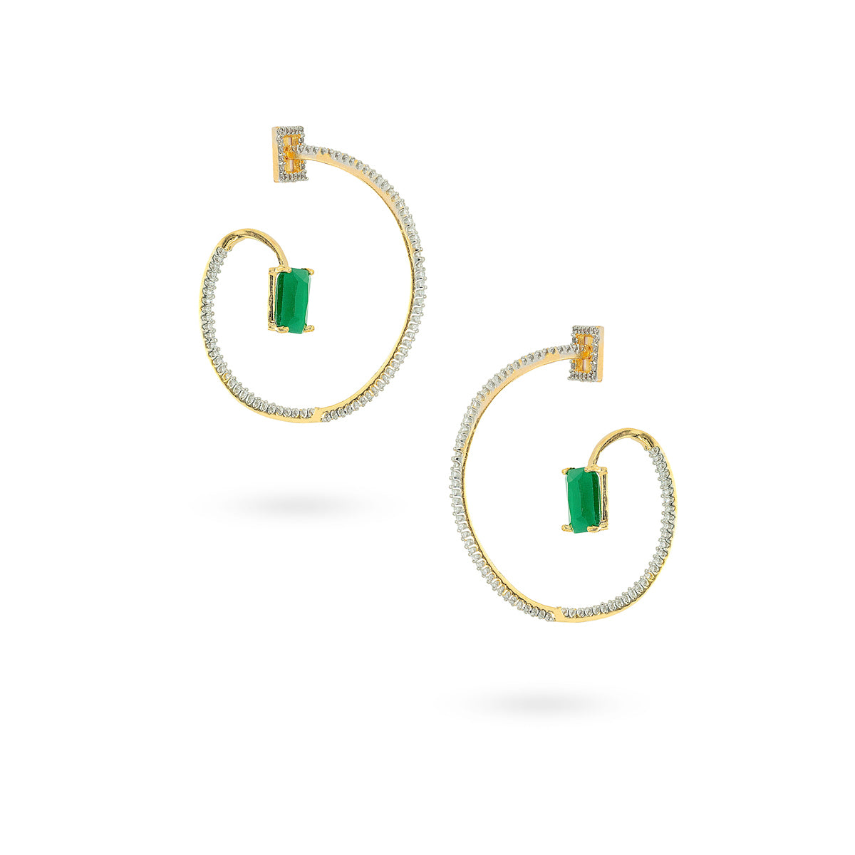Emerald Spiral Hoop Earrings