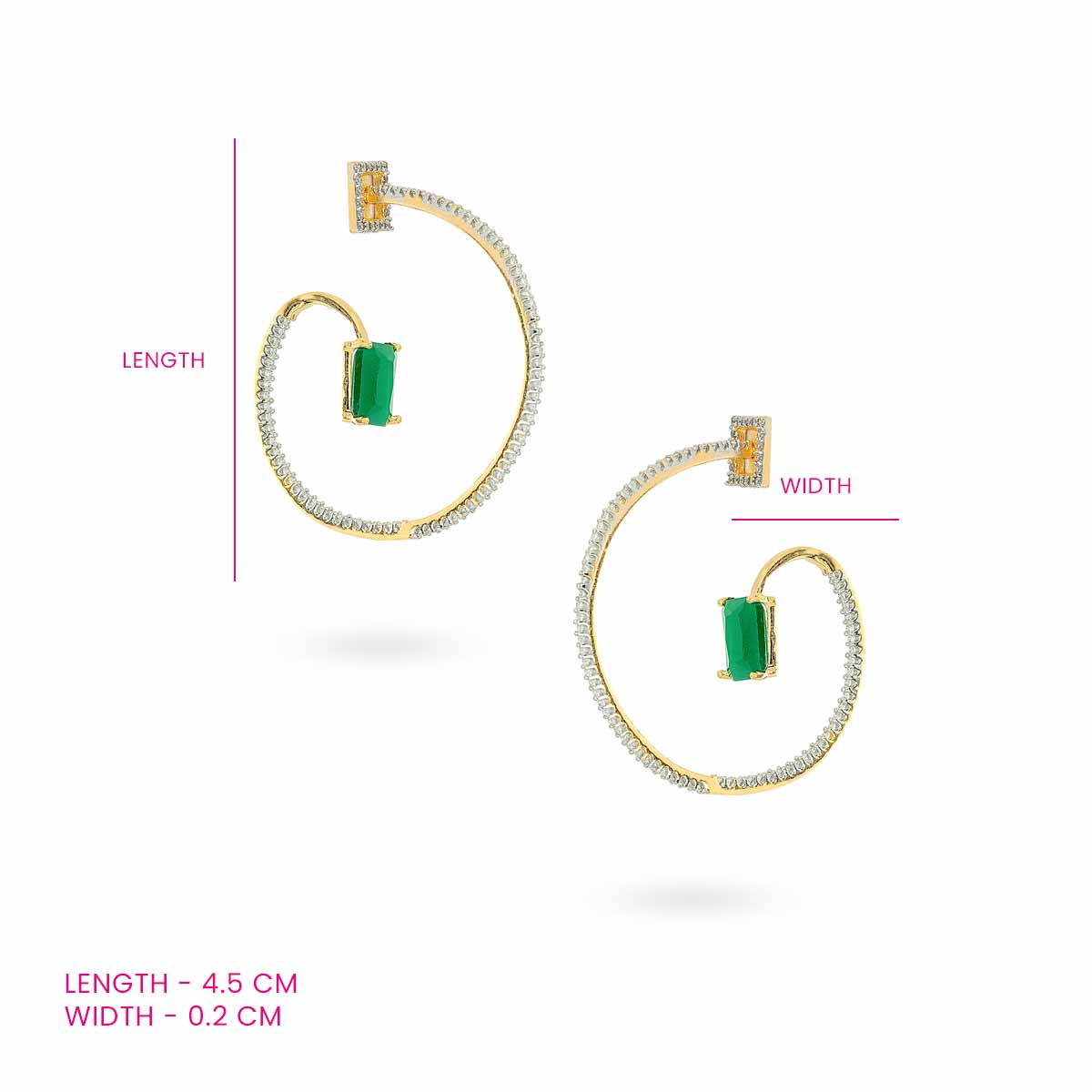 Emerald Spiral Hoop Earrings