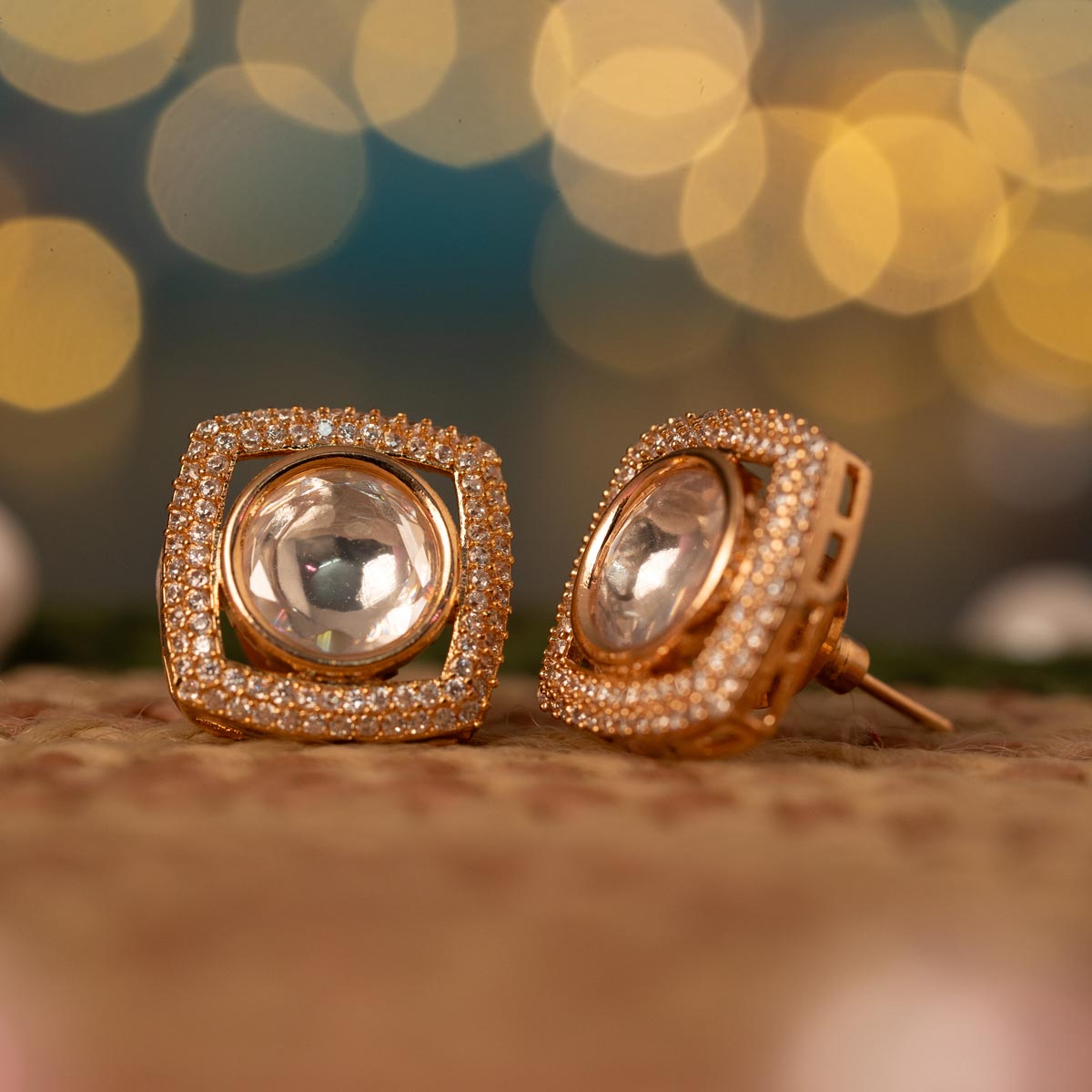 Crystal Prism Square CZ Stud Earrings