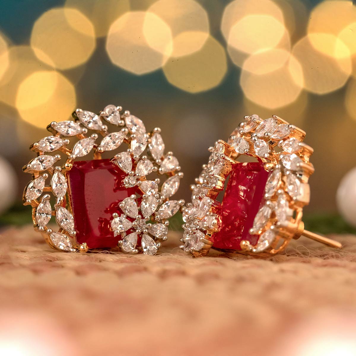 Radiance Leaf Cluster CZ Stud Earrings