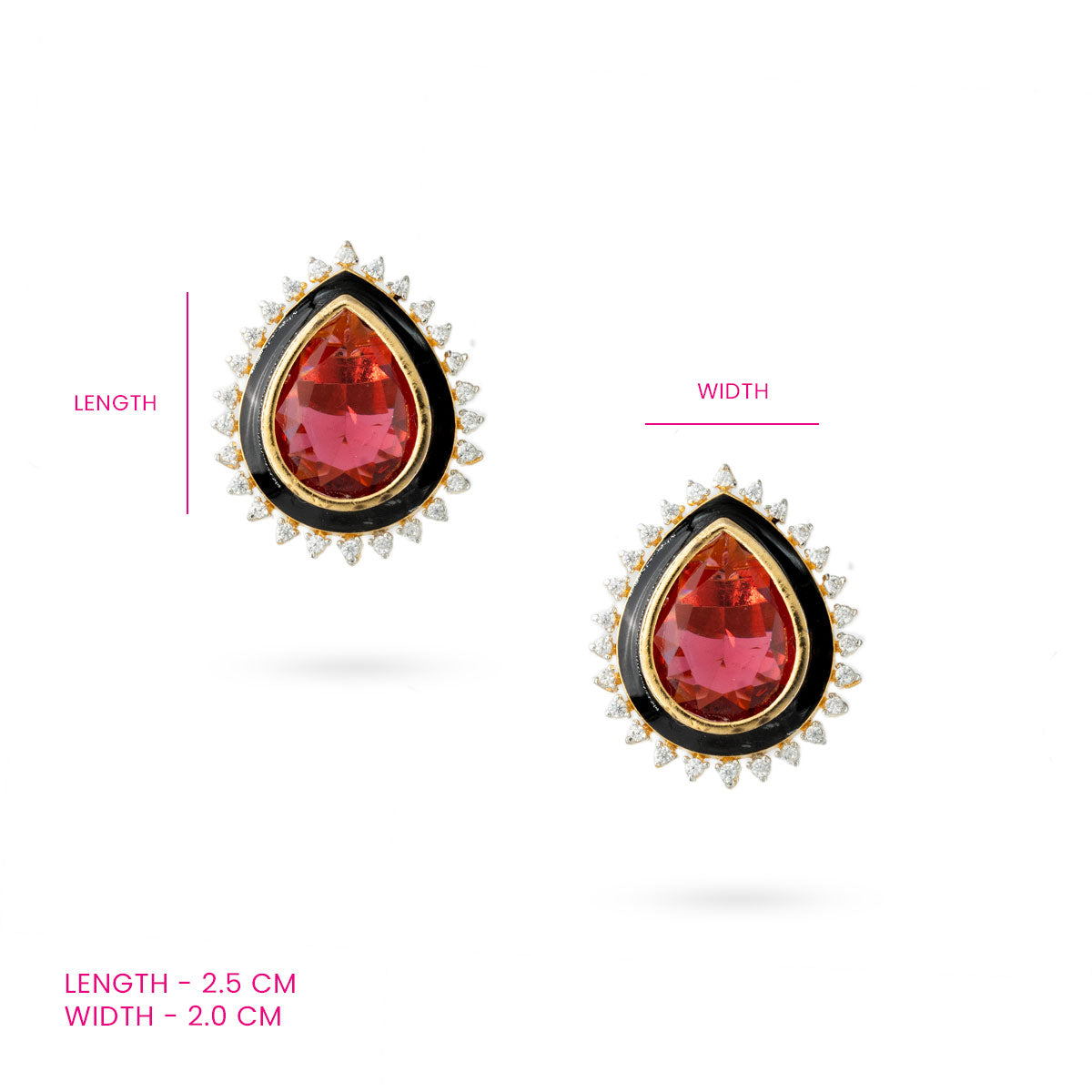 Bold Red Teardrop Stud Earrings