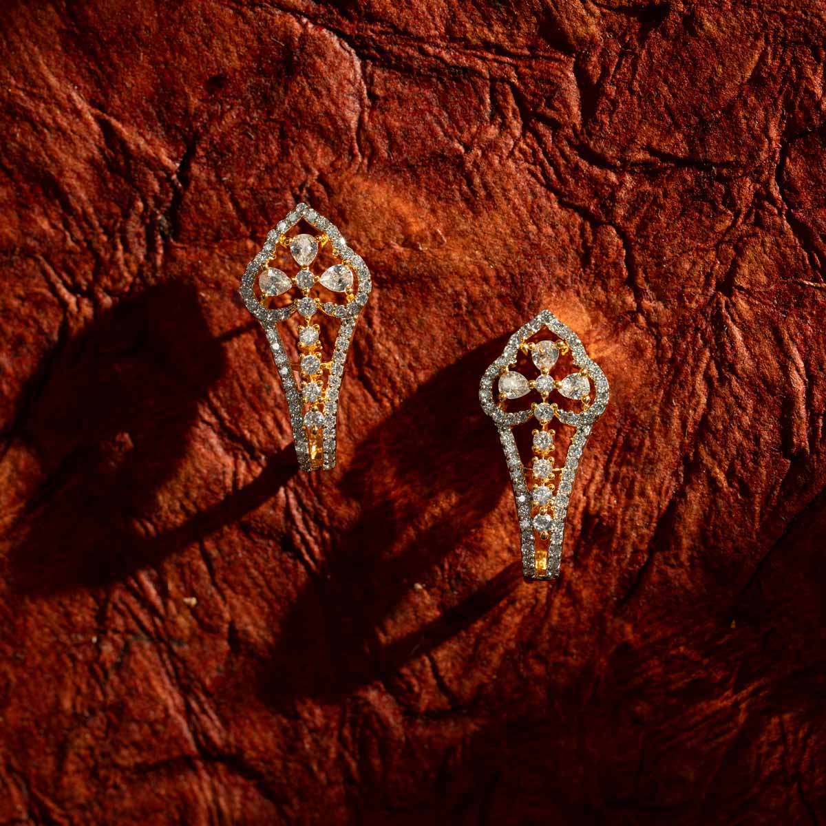 Royal Charm Gold-CZ Filigree Earrings