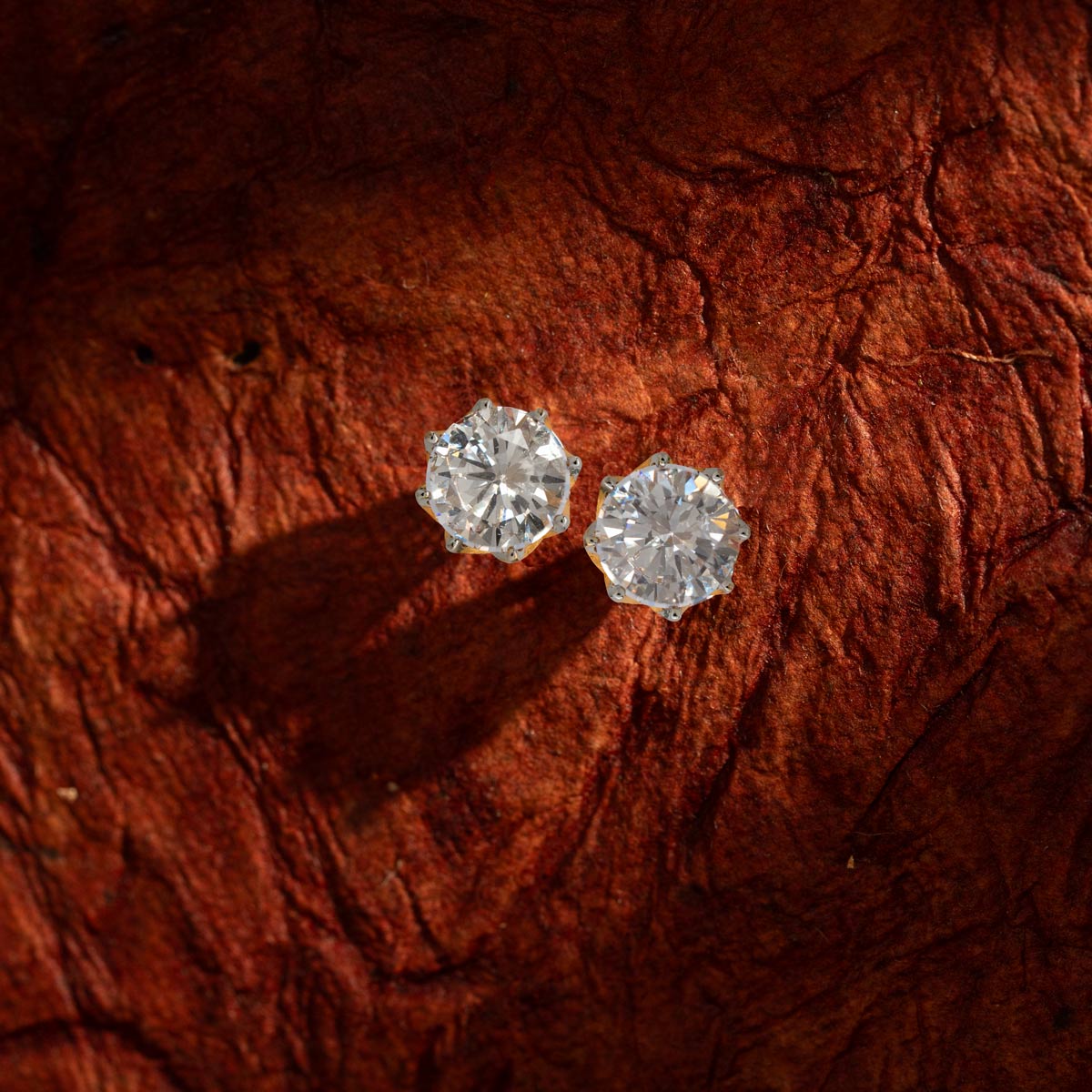 Golden Radiance Solitaire Stud Earrings