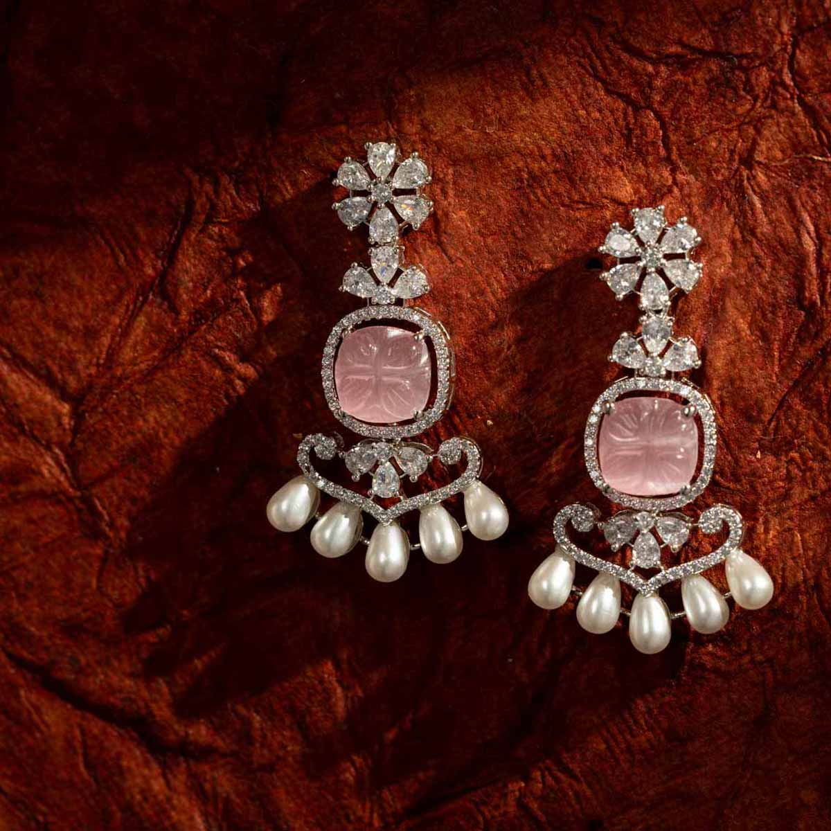 Blush Elegance Pearl Drop Earrings