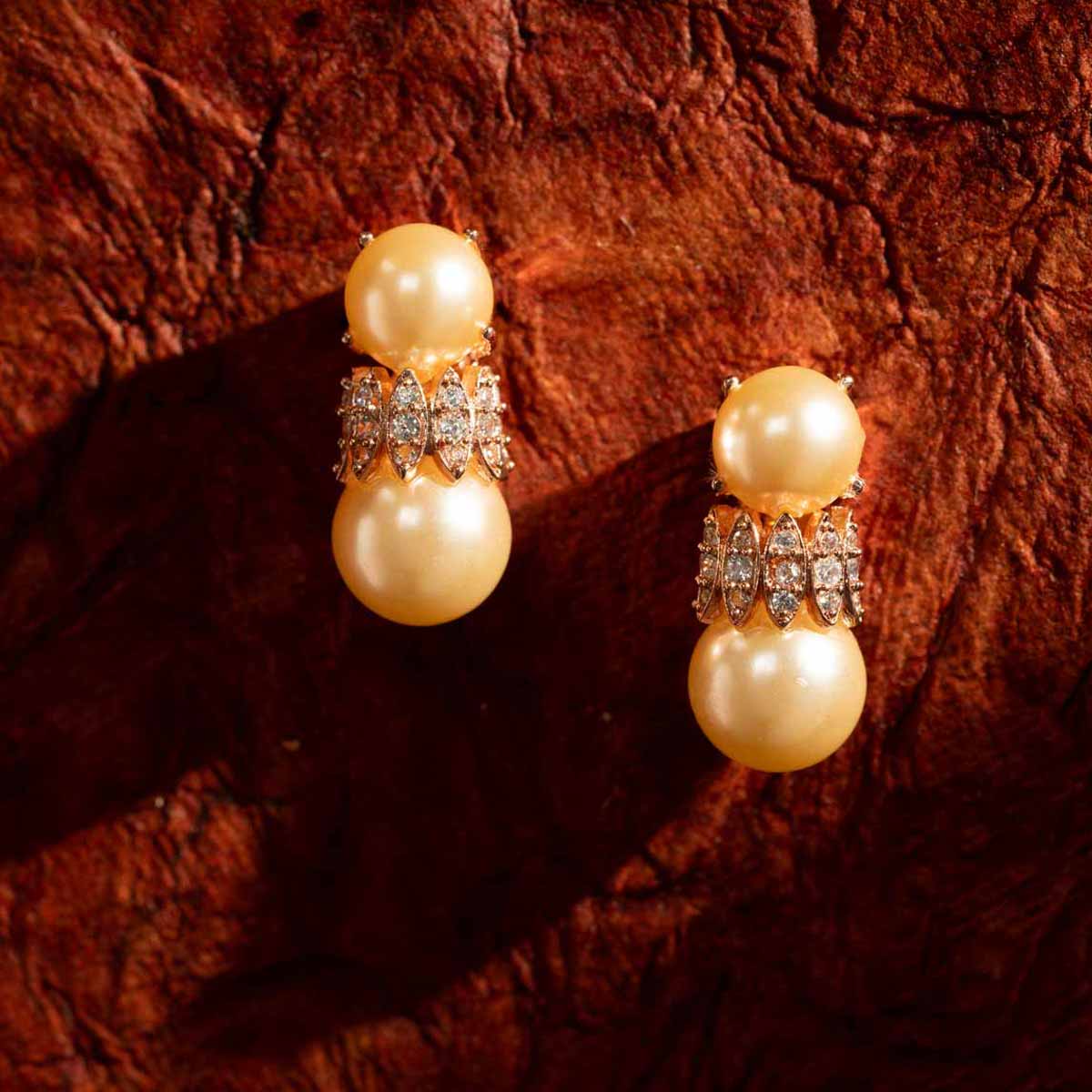 Double Pearl Drop Earrings