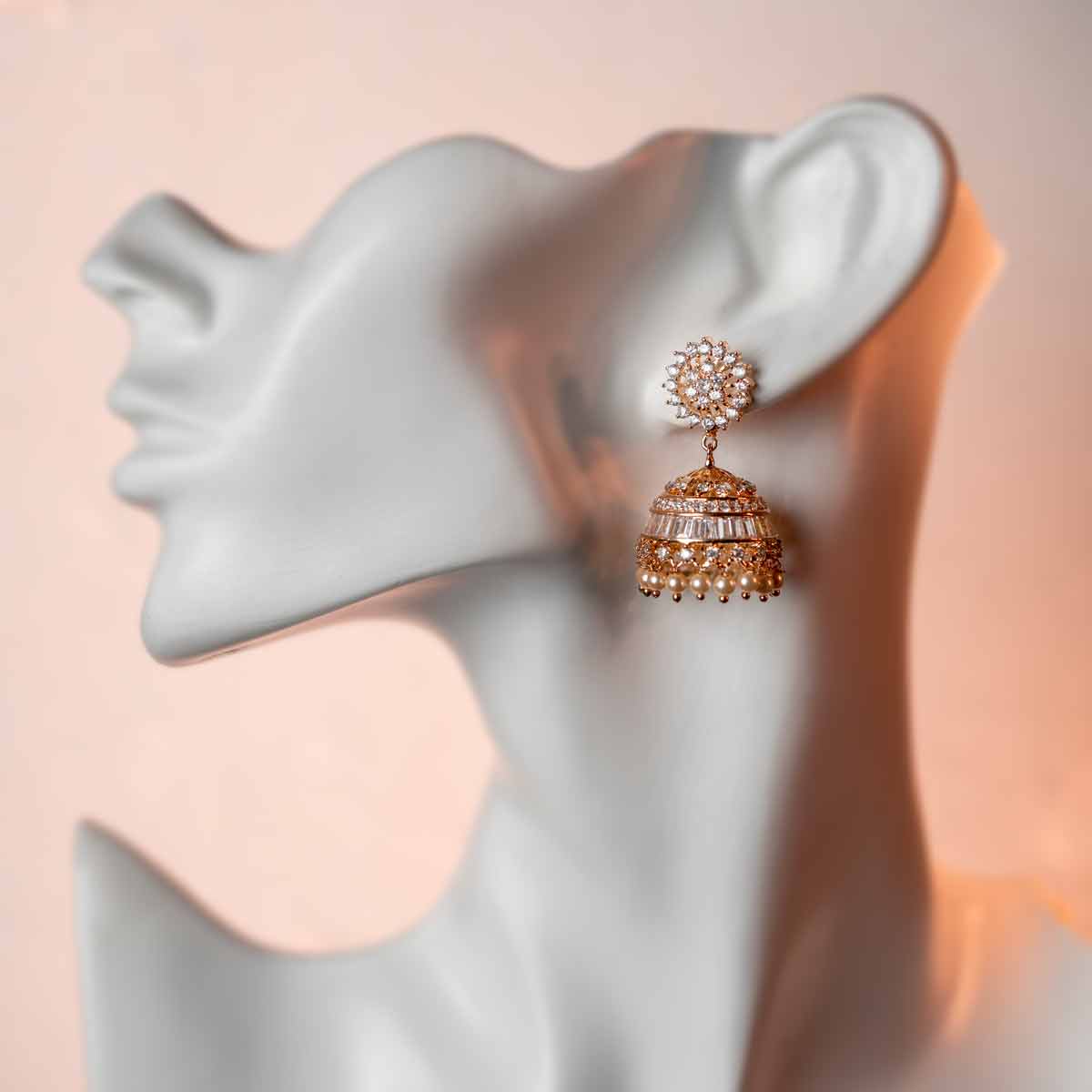 Radiant Rose Jhumka Earrings