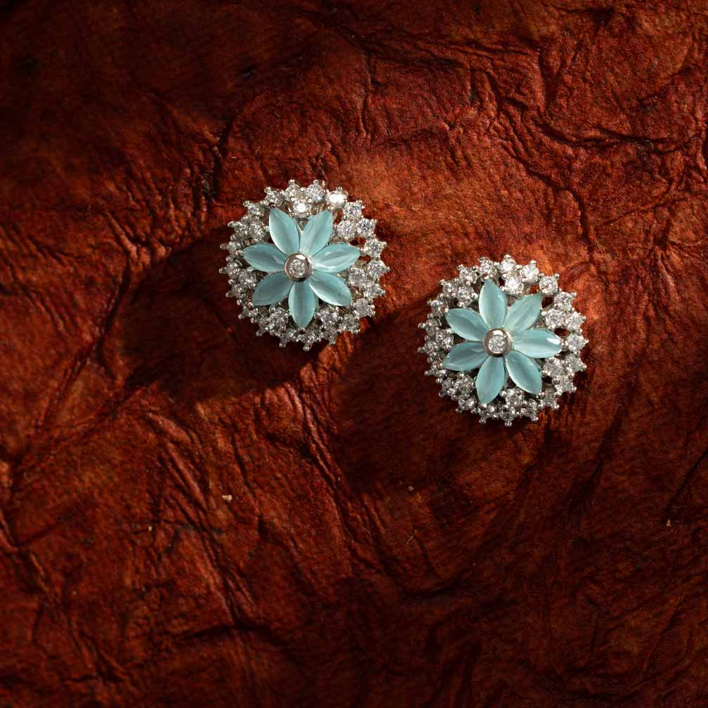 Aqua Blossom Floral Earrings