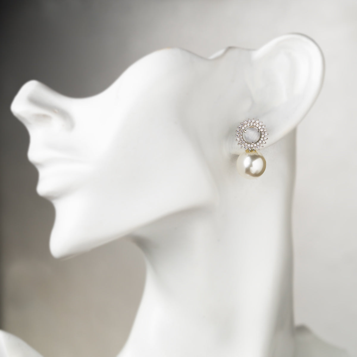 Crimson Elegance Pearl Drop Earrings