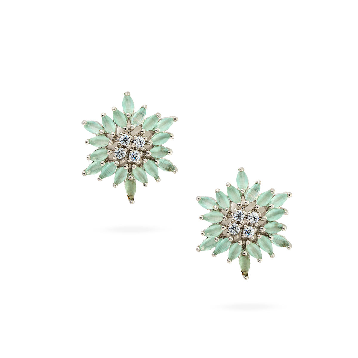 Mint Green Floral Stud Earrings