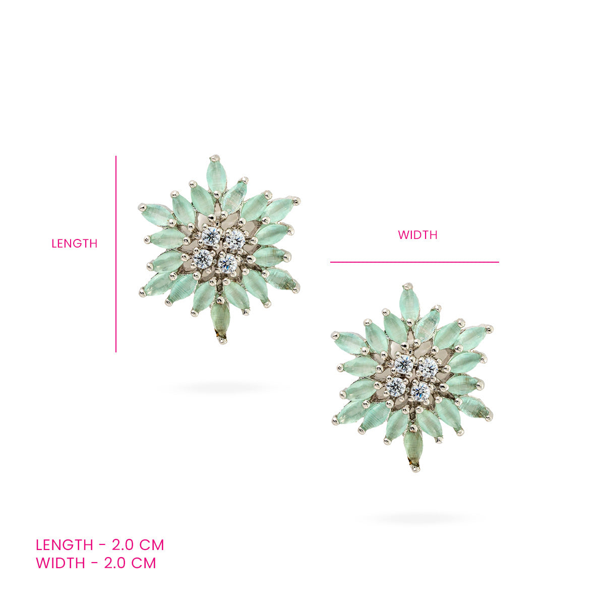 Mint Green Floral Stud Earrings