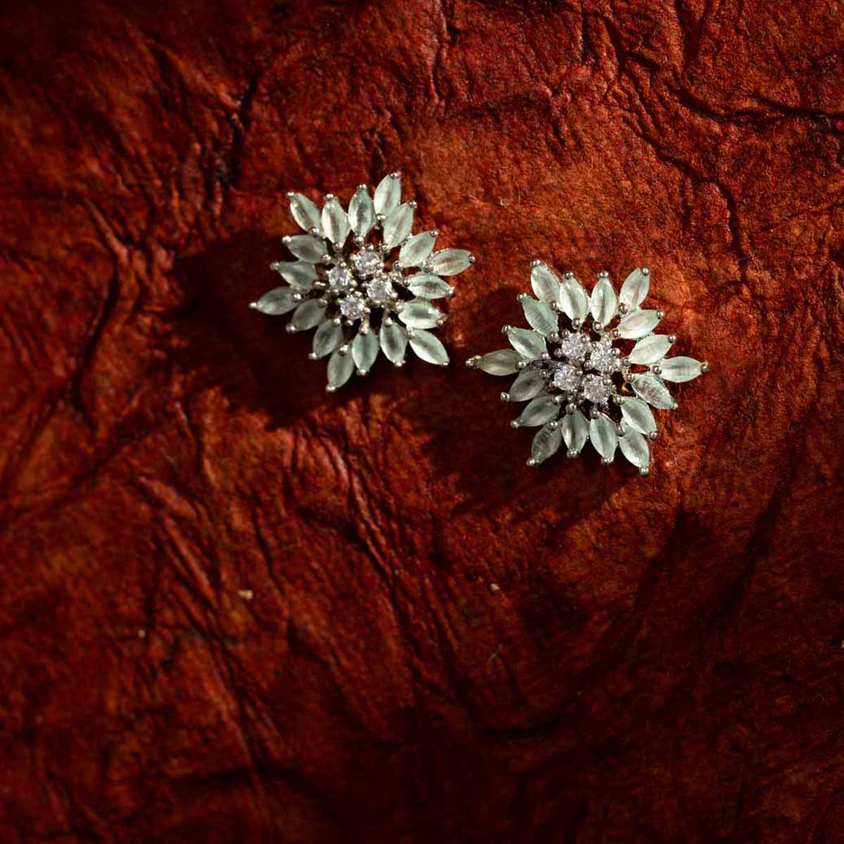 Mint Green Floral Stud Earrings