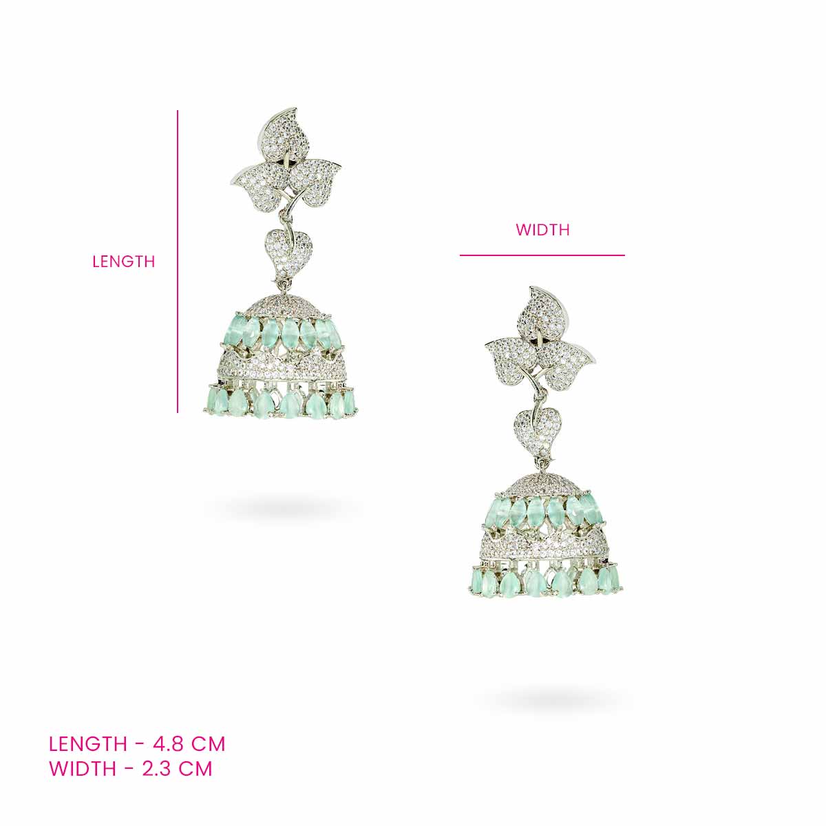 Floral Design Earrings with Mint Green Drops
