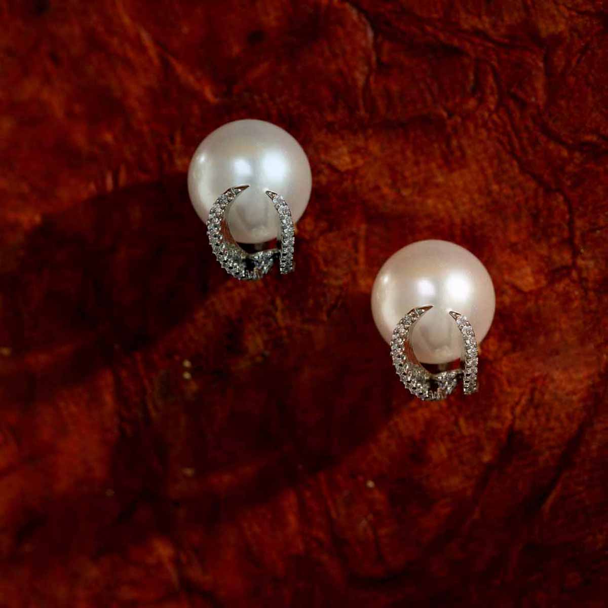Pearl Radiance Half-Moon Stud Earrings