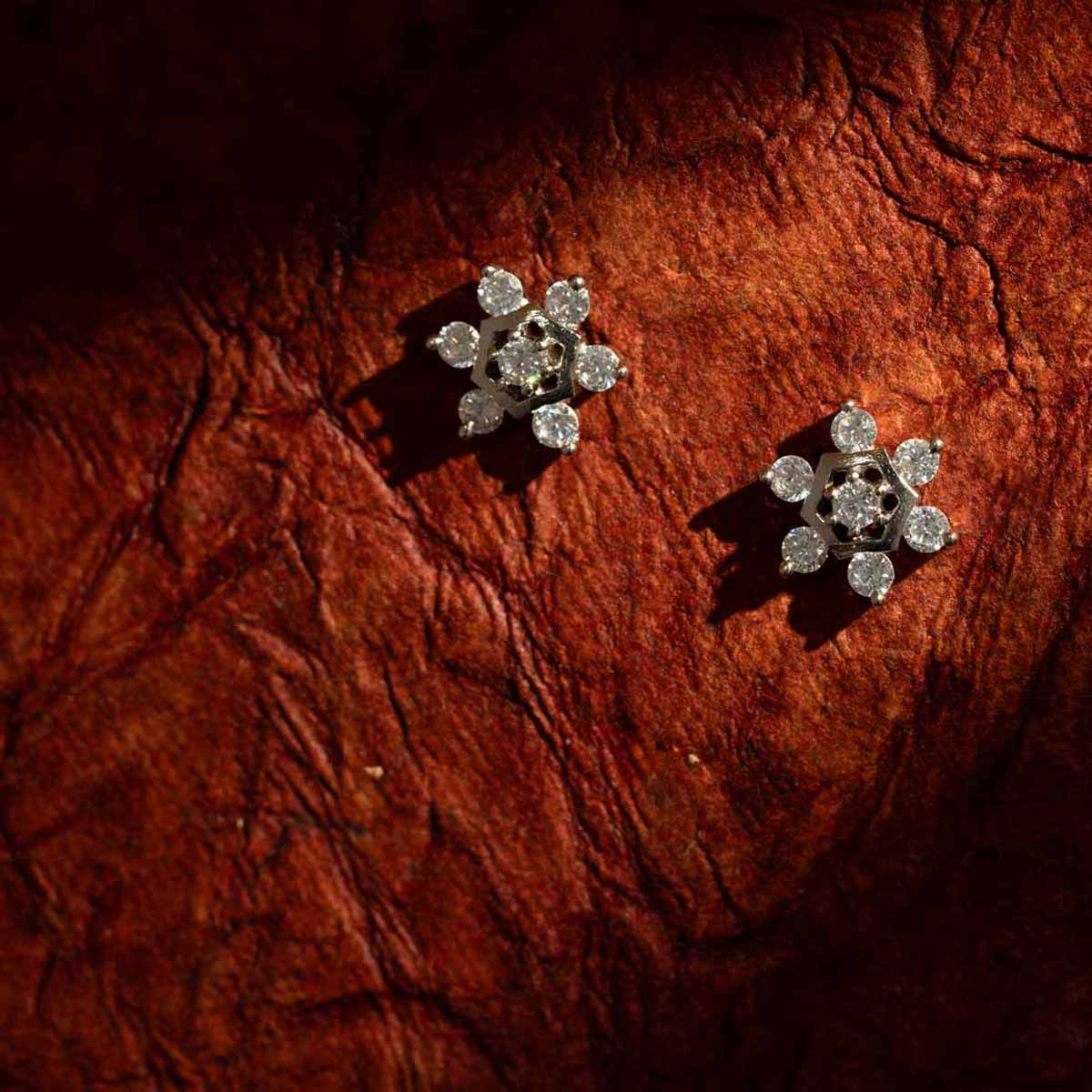 Crystal Hexa Bloom Studs
