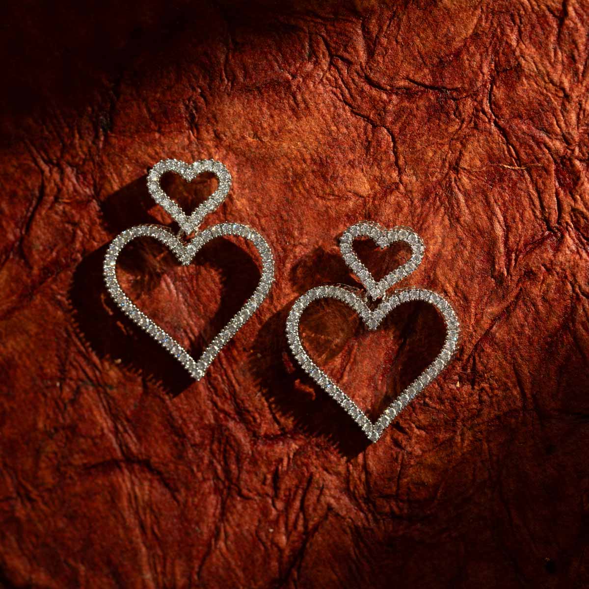 Double Heart CZ Danglers