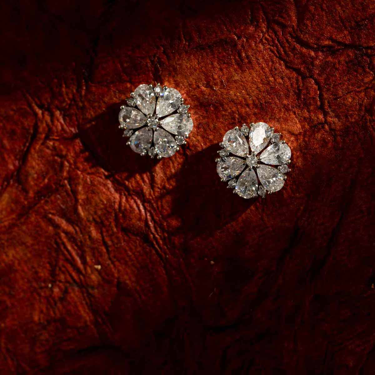 Petal Radiance Crystal Stud Earrings