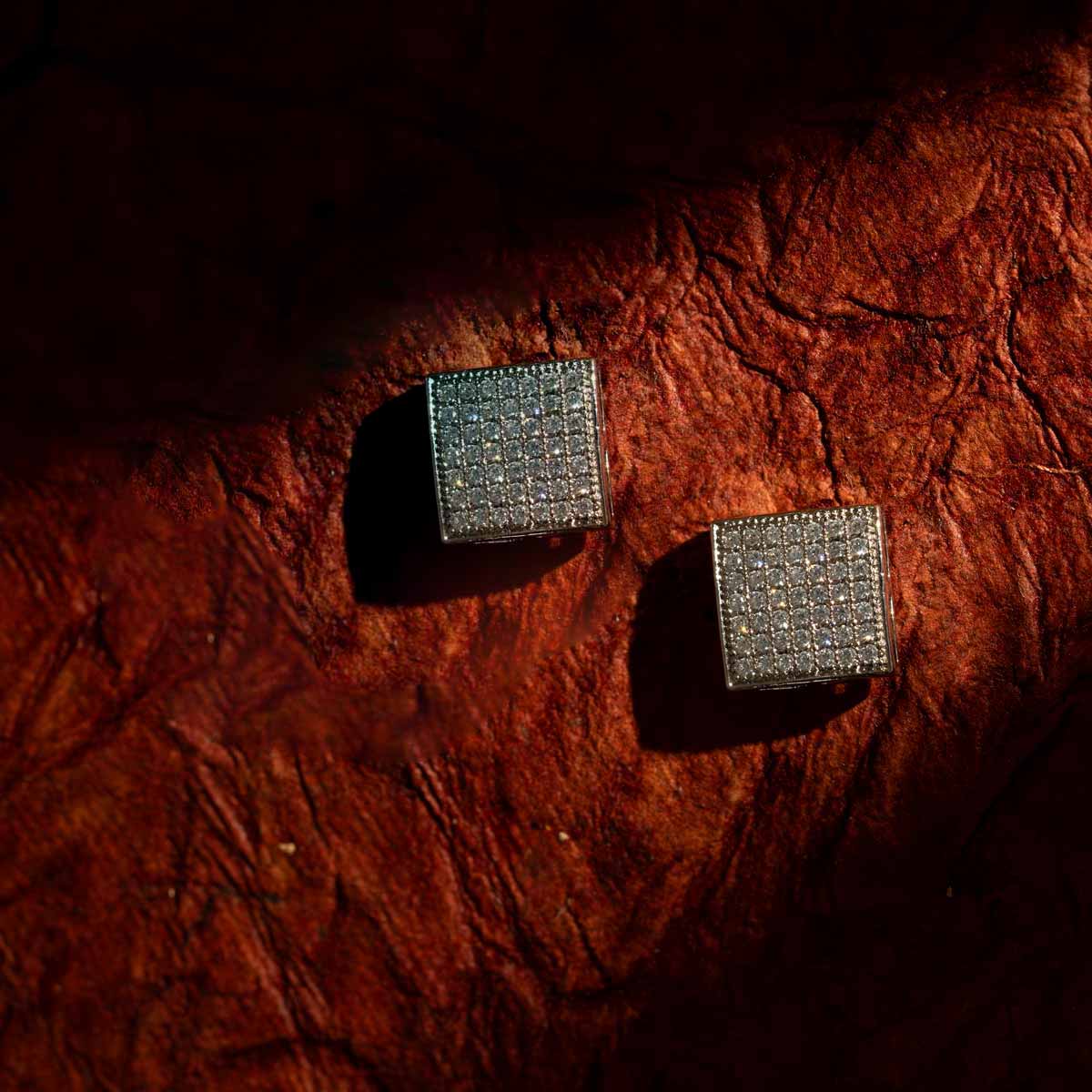 Glimmer Square CZ Stud Earrings