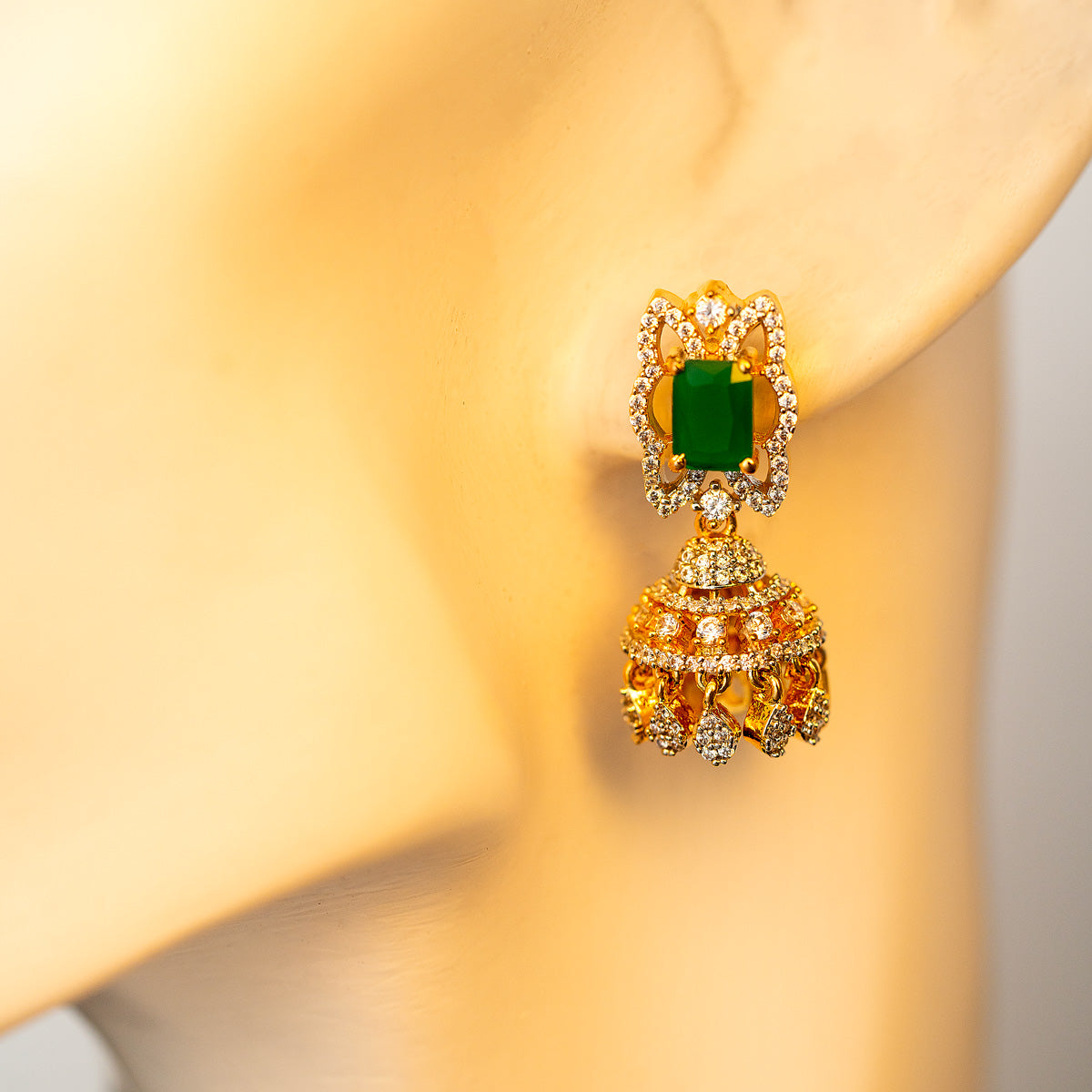 Green Stone Drop Earrings