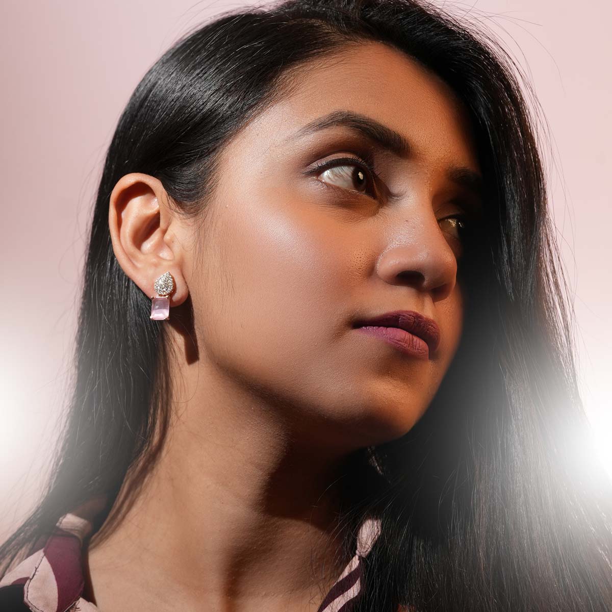 Pink Pave Drop Earrings