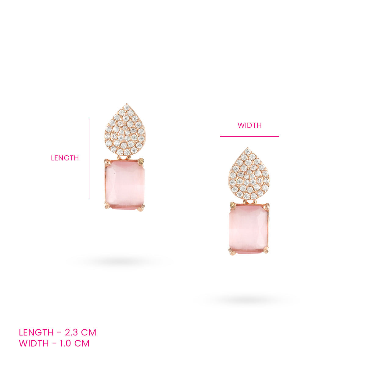 Pink Pave Drop Earrings