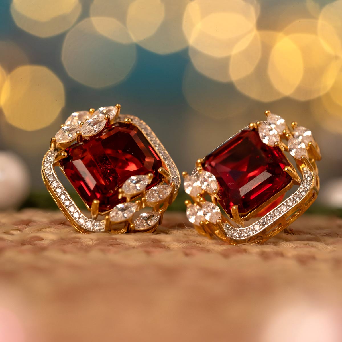 Ruby Radiance Luxe Stud Earrings