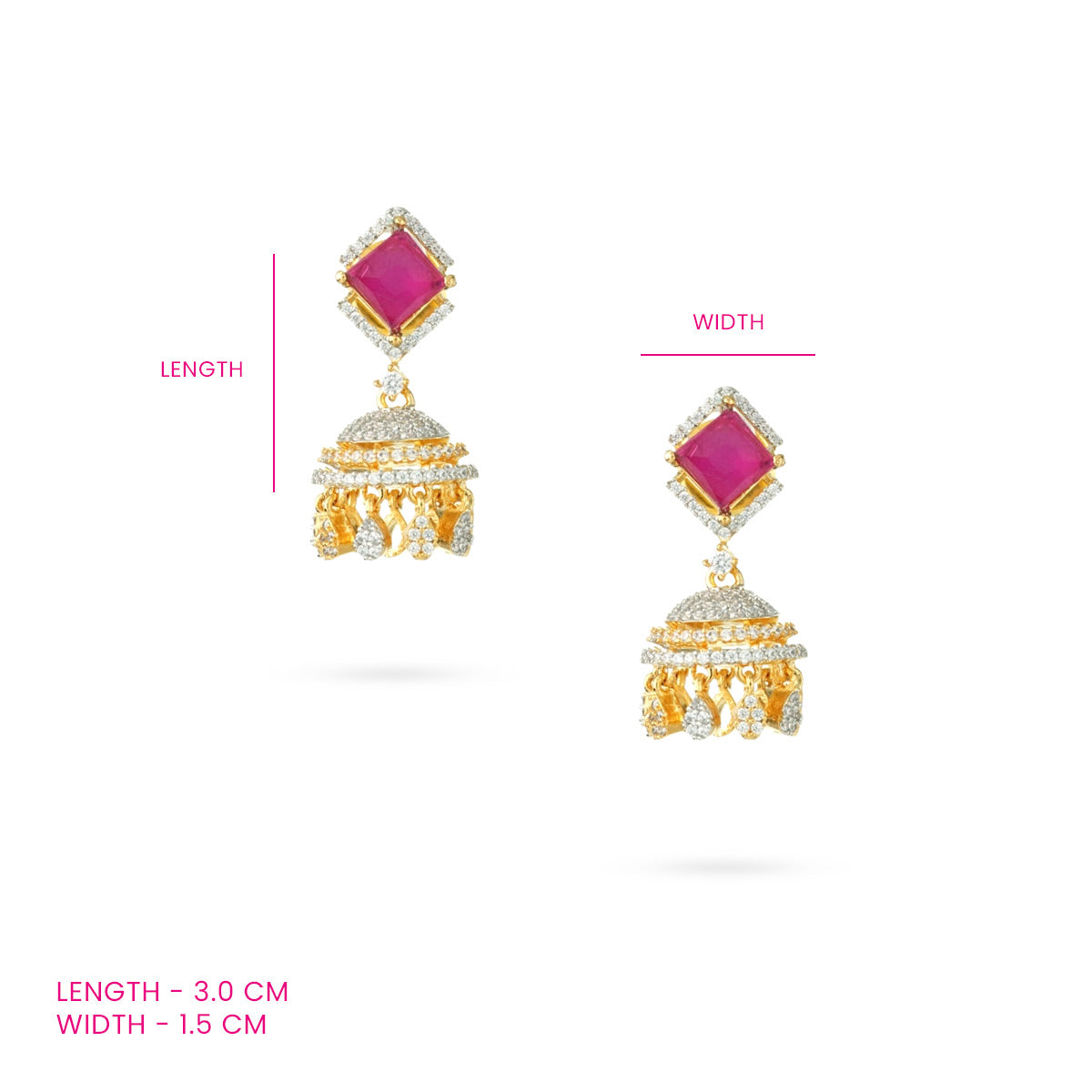 Ruby Square Drop Earrings