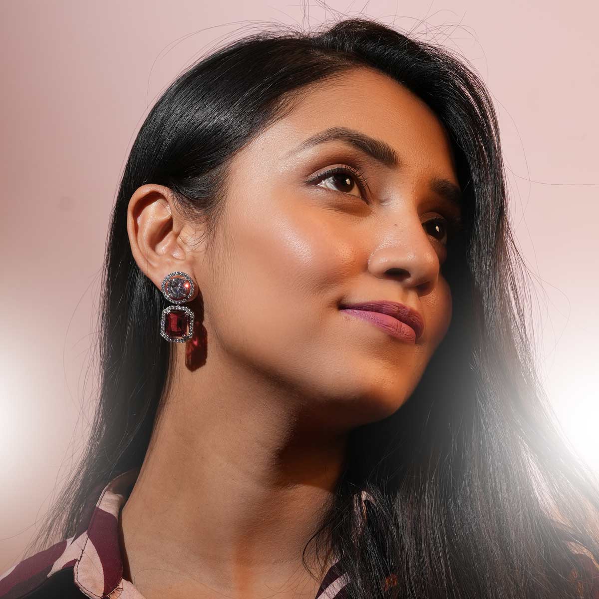 Ruby and Crystal Drop Earrings