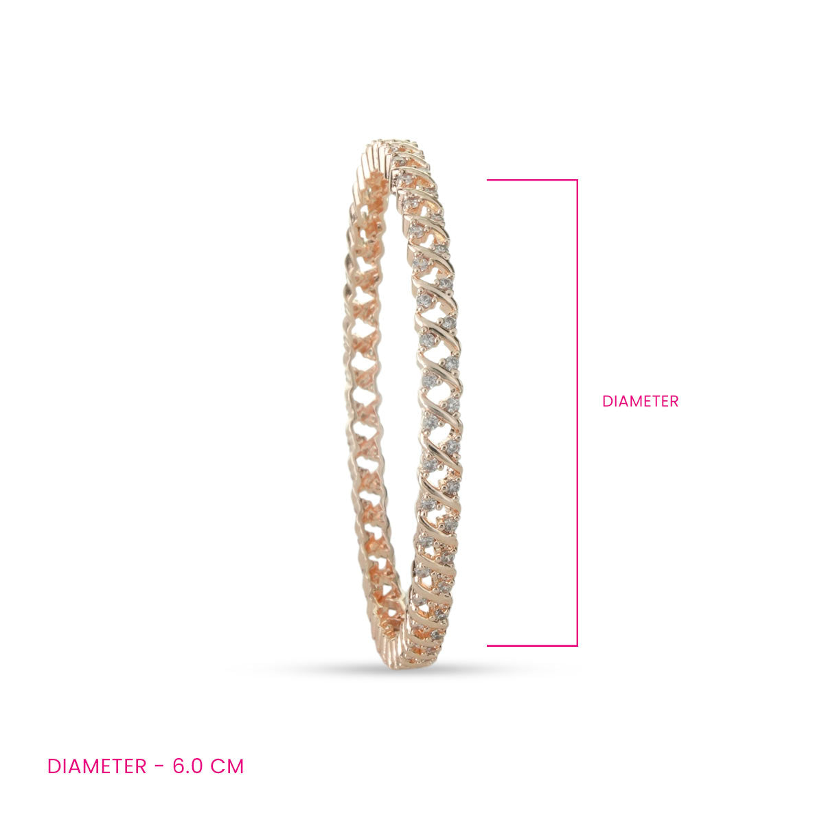 Elegant Rose Gold Bangle with Twisted Design - Single Bangle