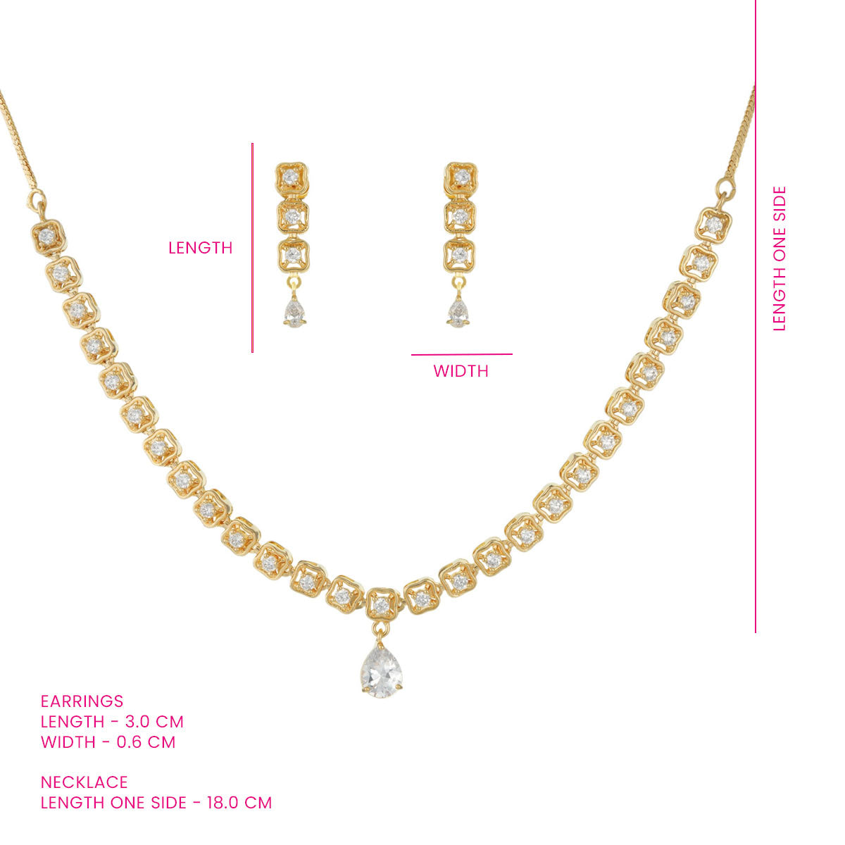 Square Cut Necklace and Earrings Set