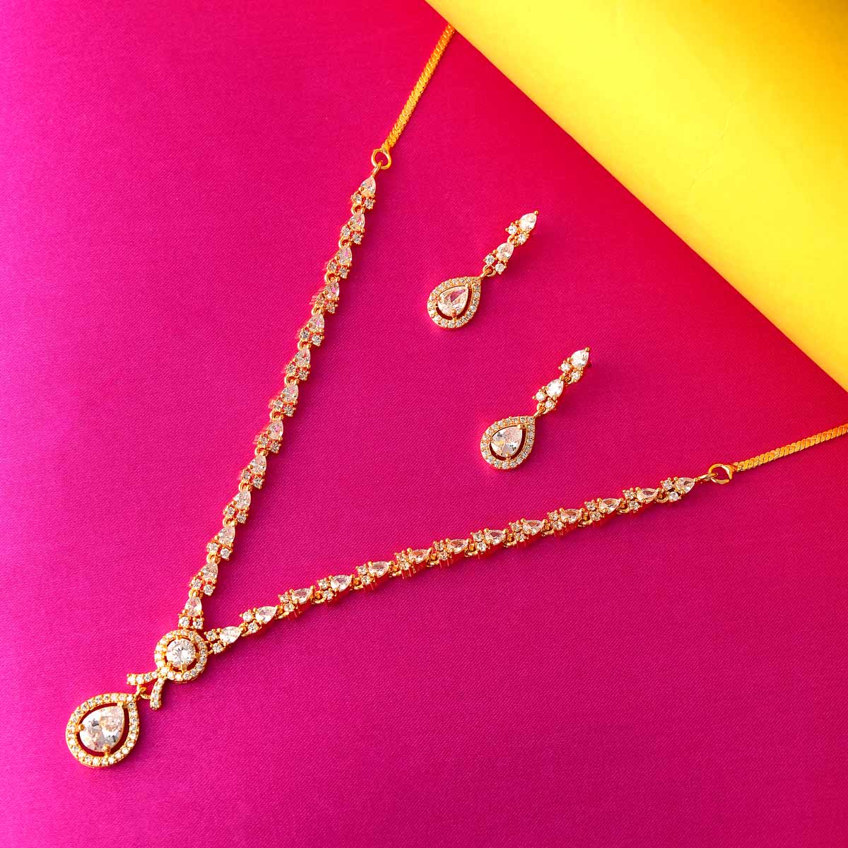 Delicate Zircon Stone Necklace Set