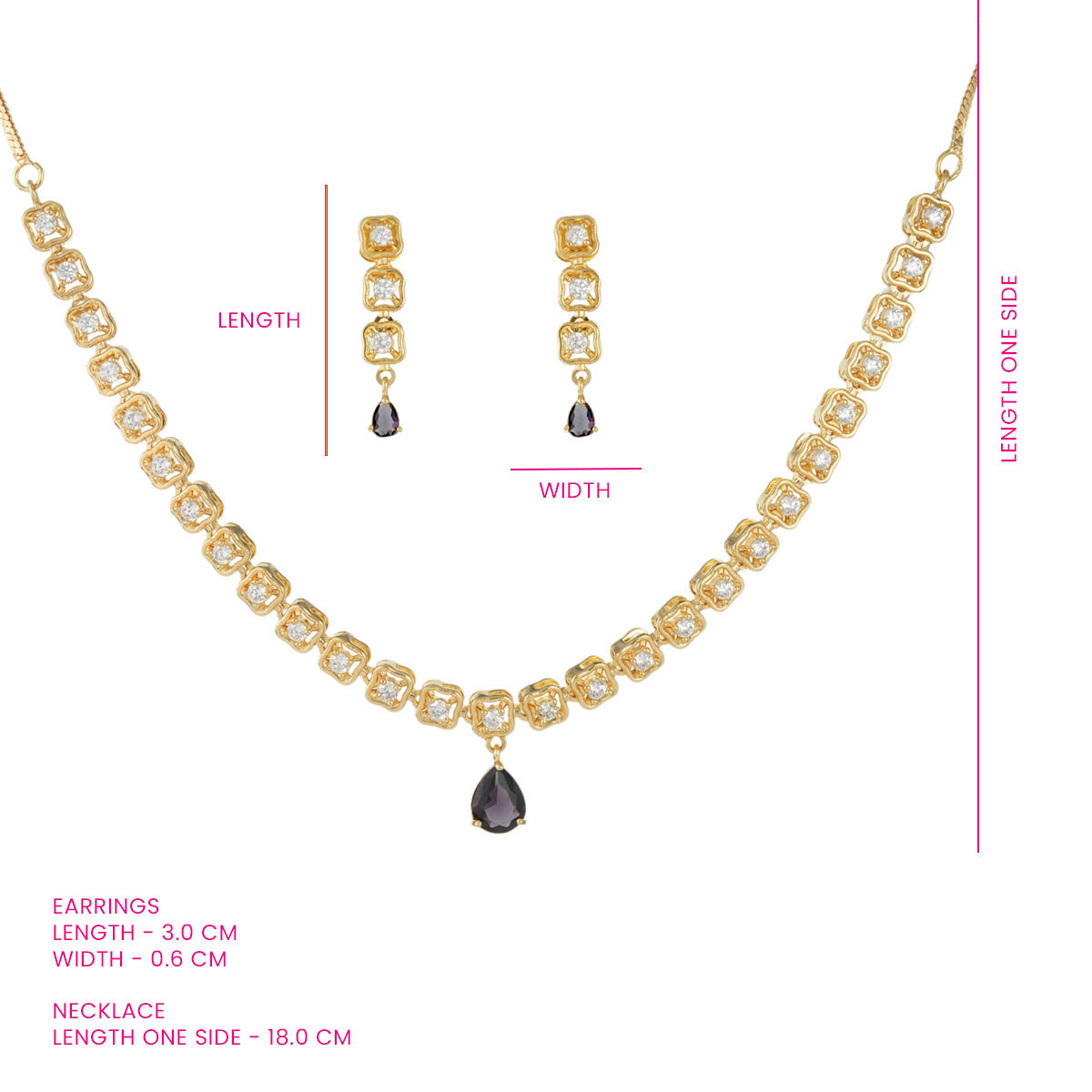 Square Cut Necklace and Earrings Set