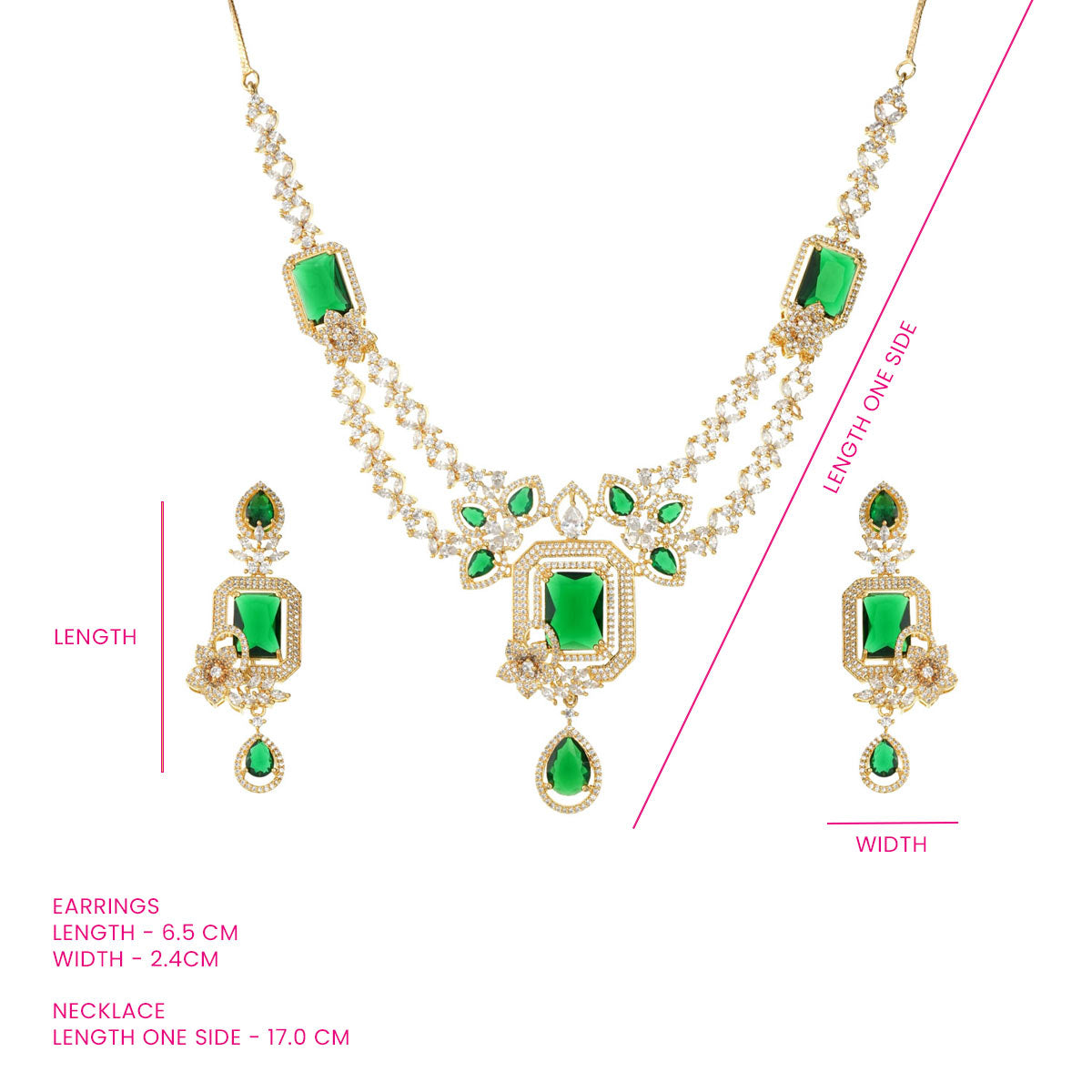 Luxe Green and Clear Stone Necklace Set