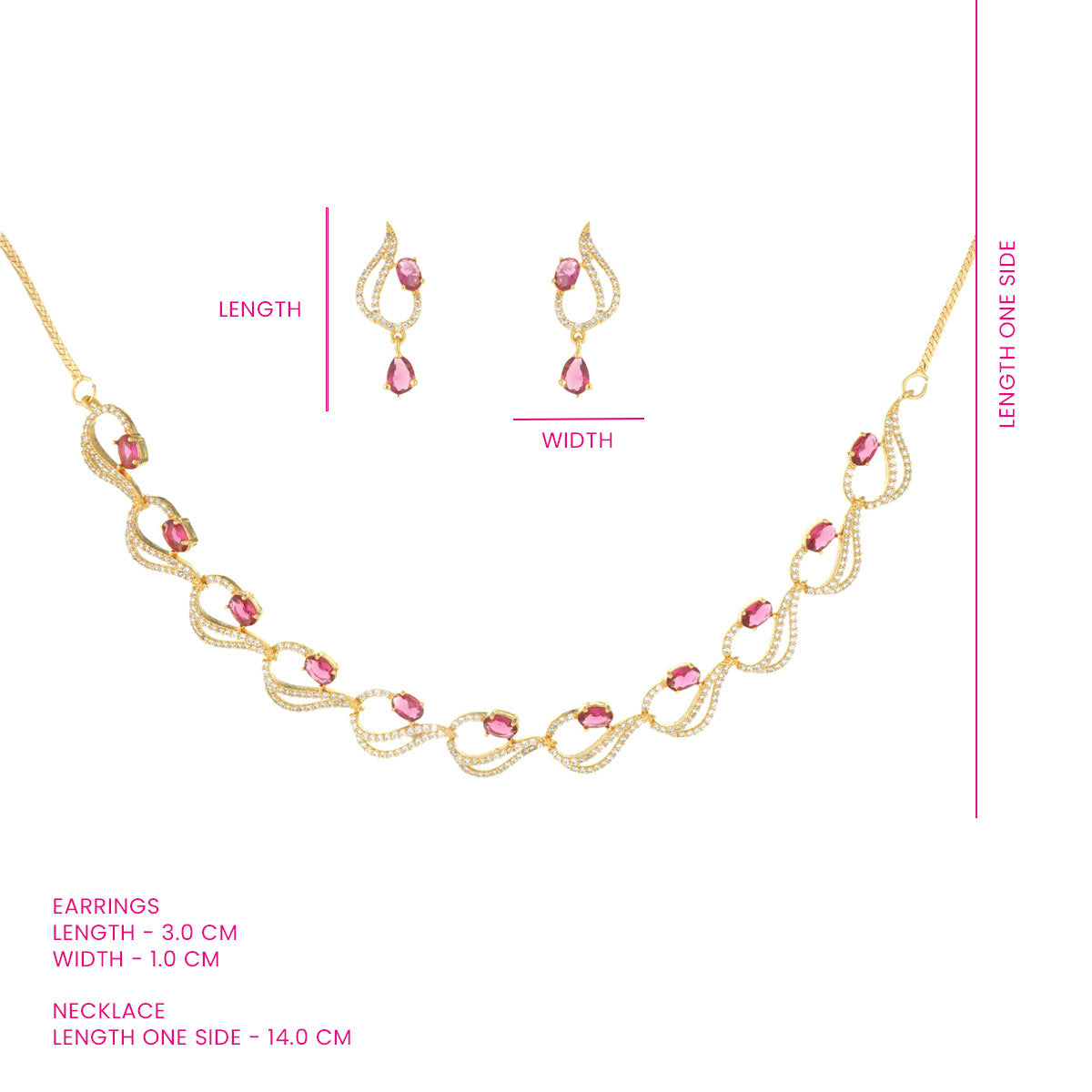 Elegant Pink Stone Necklace Set