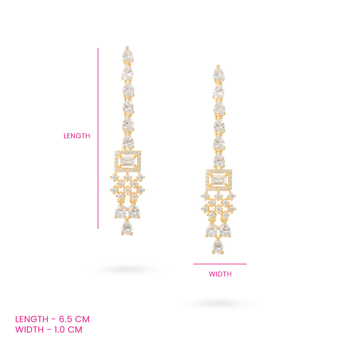Long Dangle Earrings with Emerald Cut