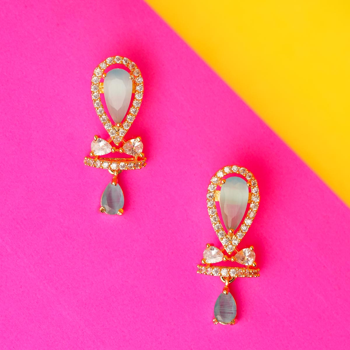 Elegant Teardrop Blue Zircon Earrings