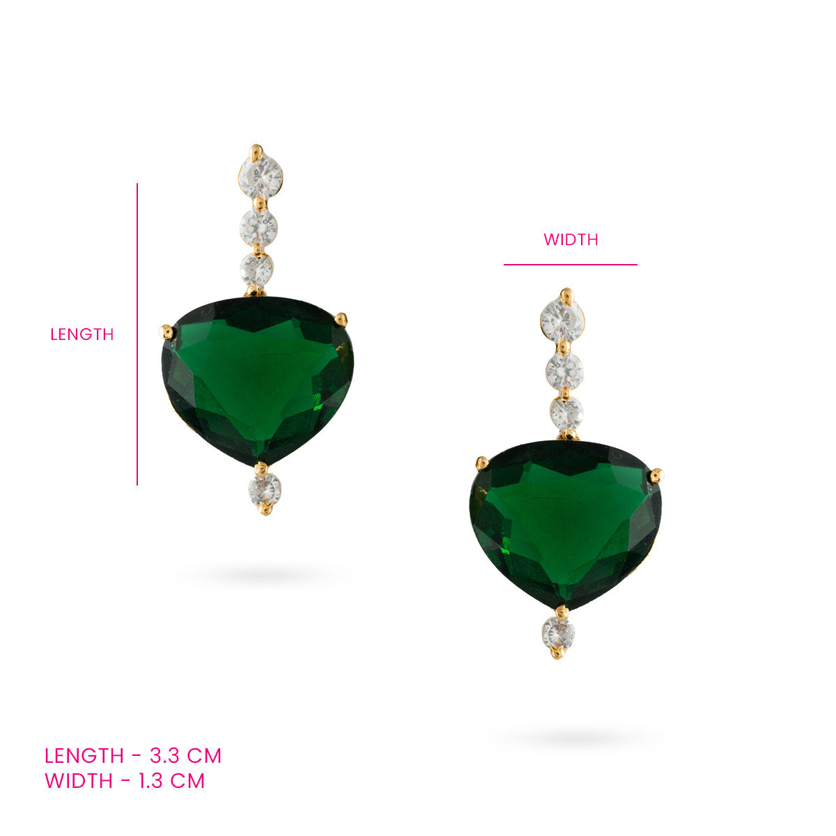 Heart-Shaped Emerald Drop Earrings