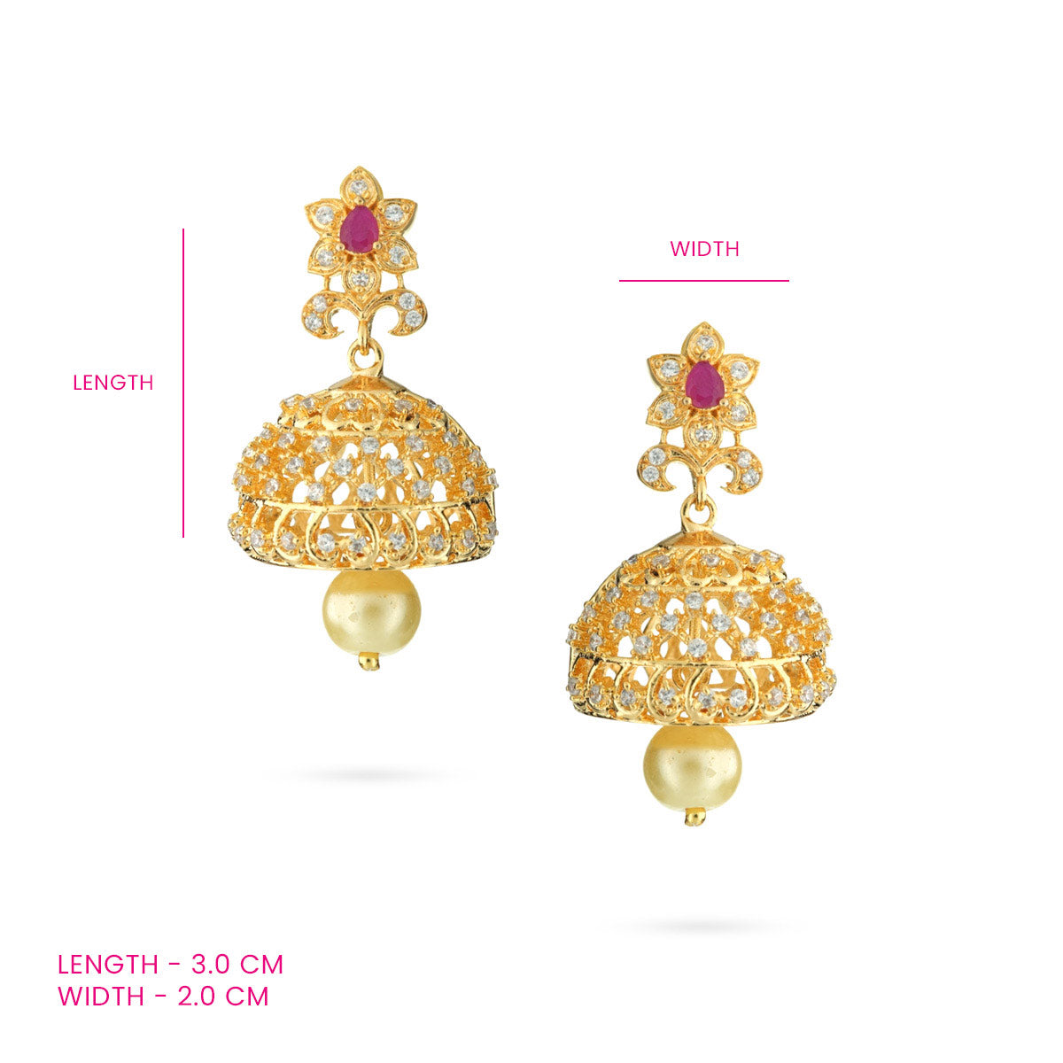 Traditional Ruby Jhumka Earrings