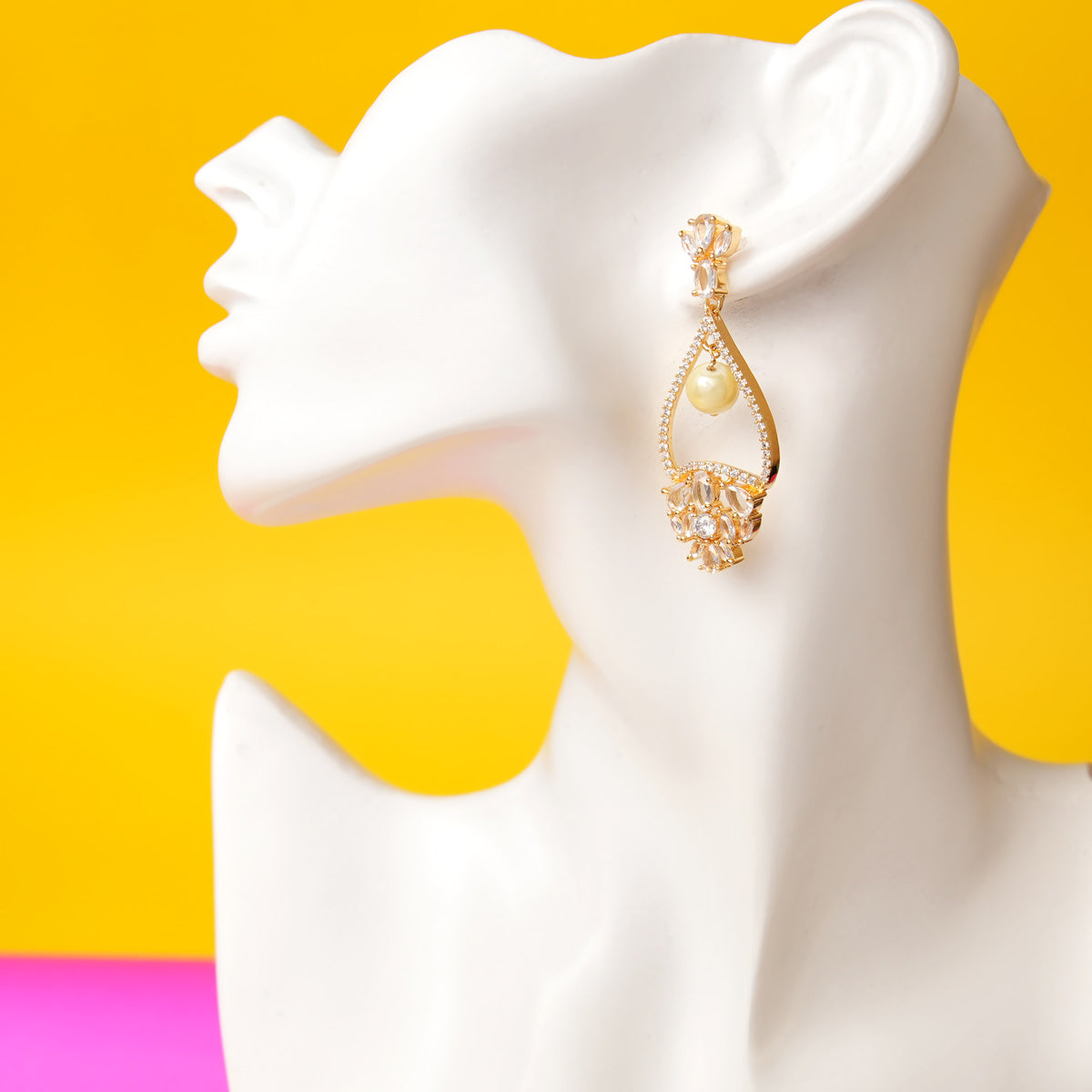 Pearl Teardrop Floral Earrings