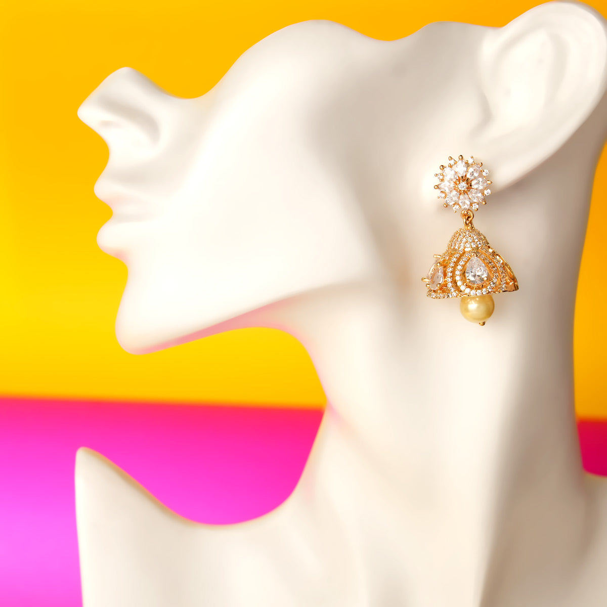Golden Dome Jhumka Earrings