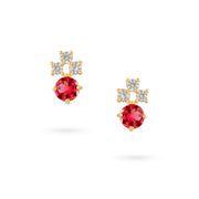 Red Zircon Cluster Stud Earrings
