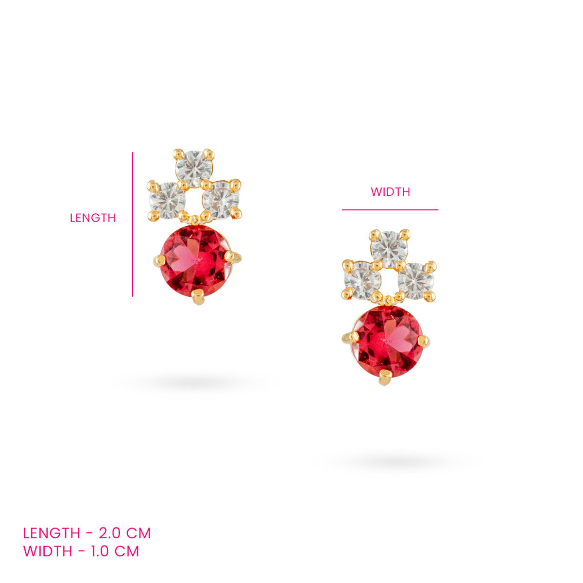 Red Zircon Cluster Stud Earrings