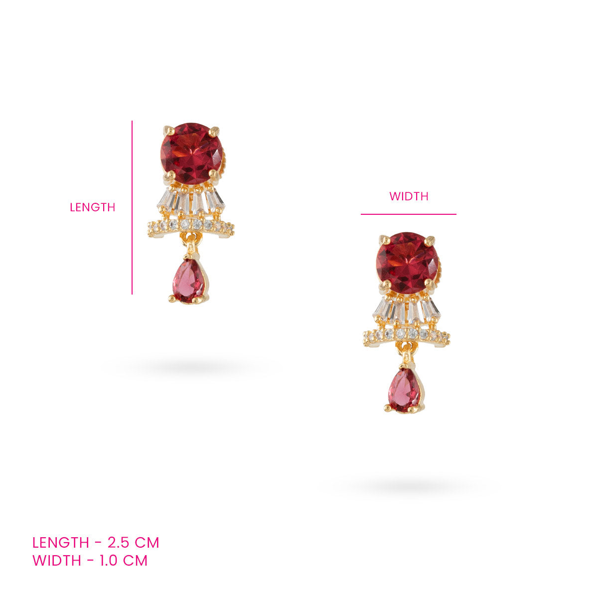 Radiant Red Zircon Drop Earrings