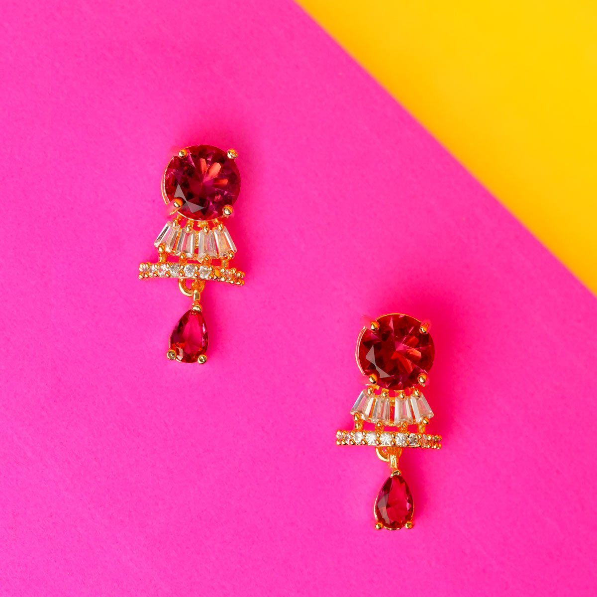 Radiant Red Zircon Drop Earrings