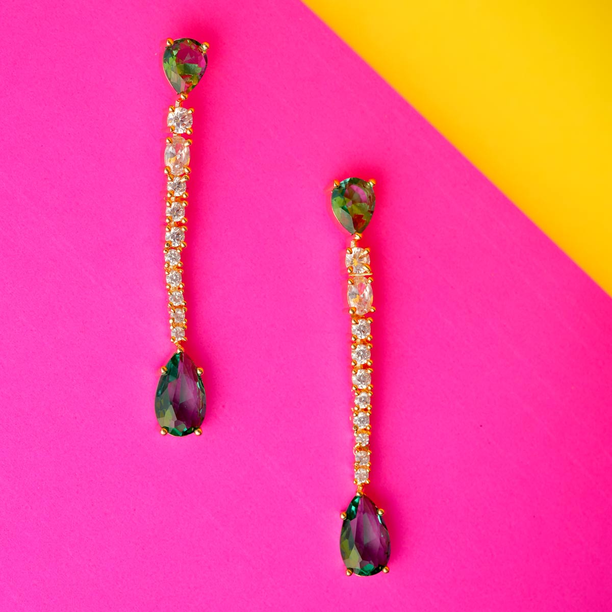 Emerald Teardrop Long Earrings