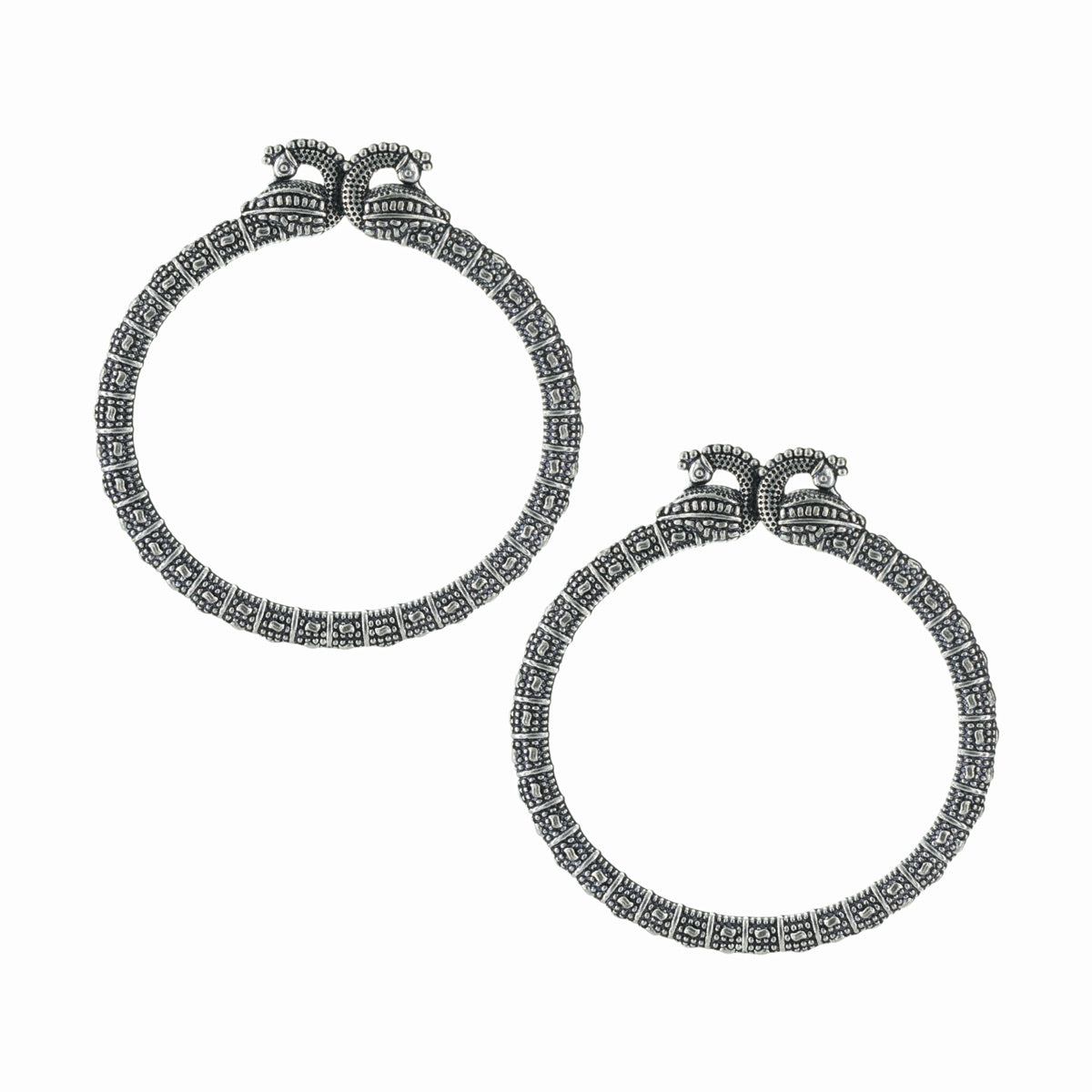 Oxidised Peacock Motif  Bangles (Set of 2)