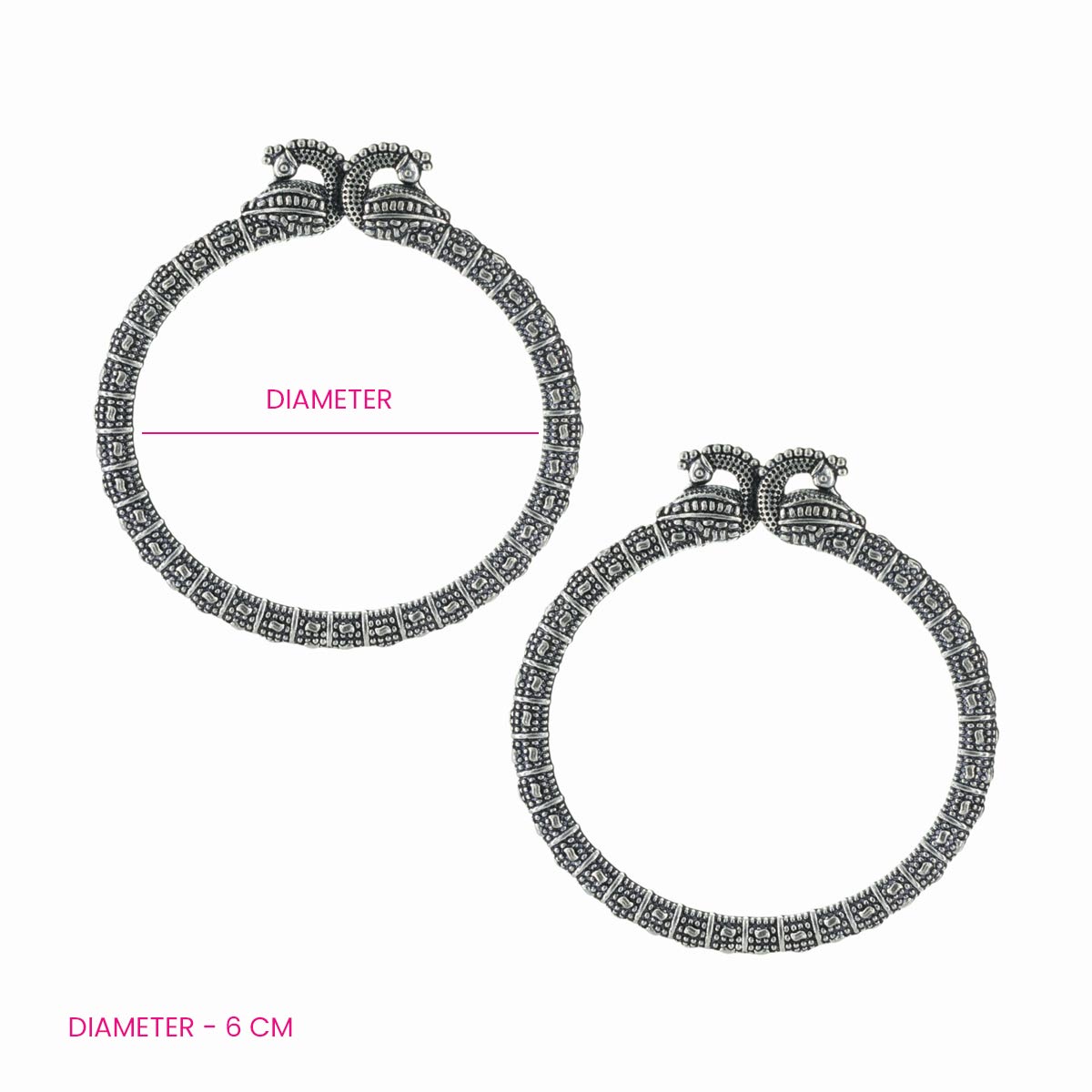 Oxidised Peacock Motif  Bangles (Set of 2)