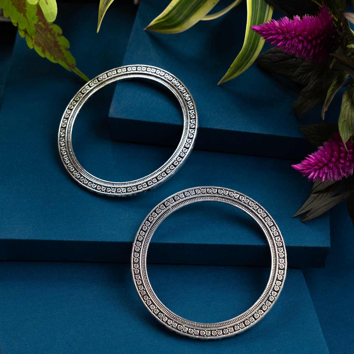 Oxidised Handmade Crafted Bangle - (Set of two Bangles)
