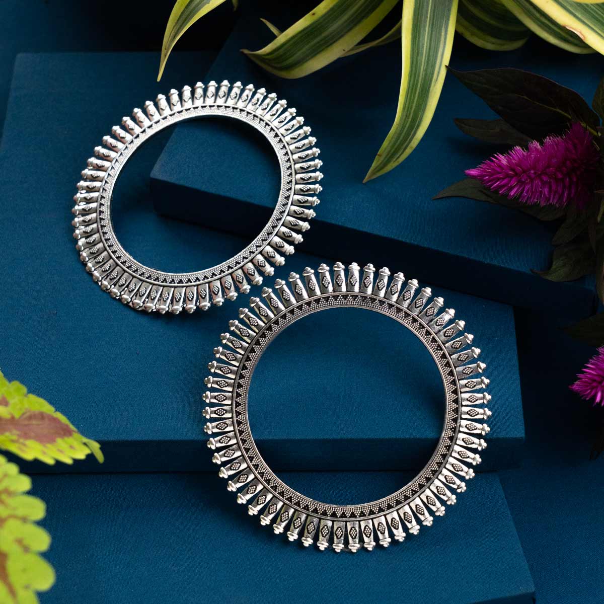 Oxidised Handmade Surya Bangle - (Set of two Bangles)
