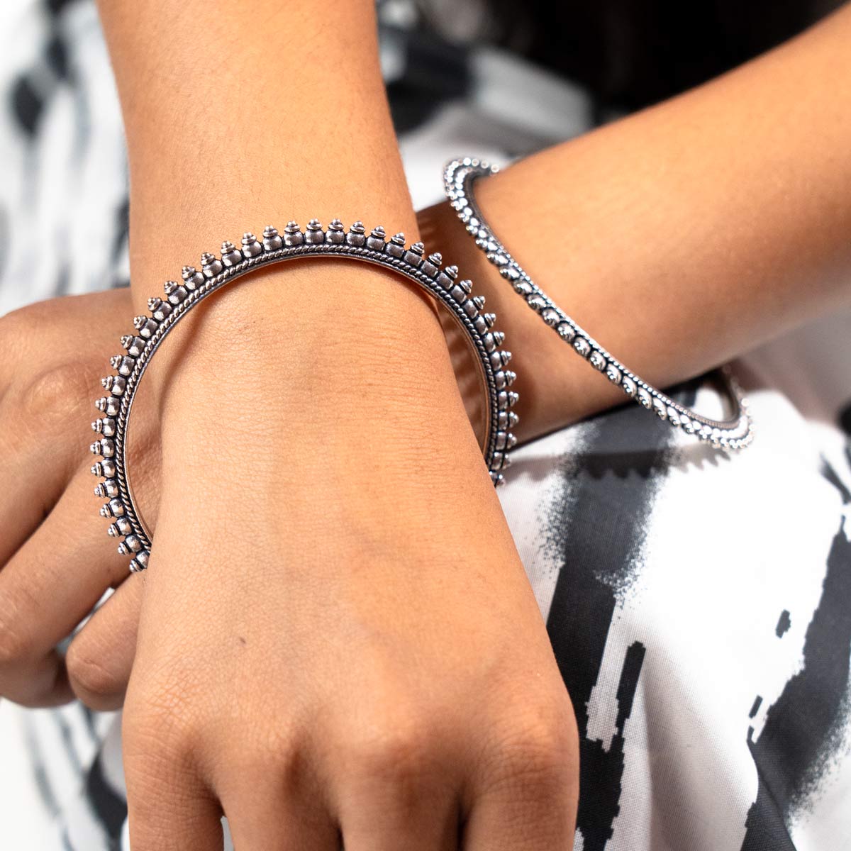 Oxidised Handmade Elegant Bangle - (Set of two Bangles)