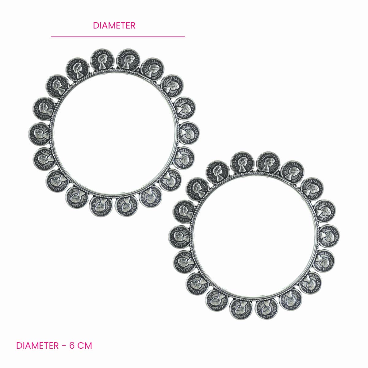 Oxidised Handmade Coin Bangle - (Set of two Bangles)